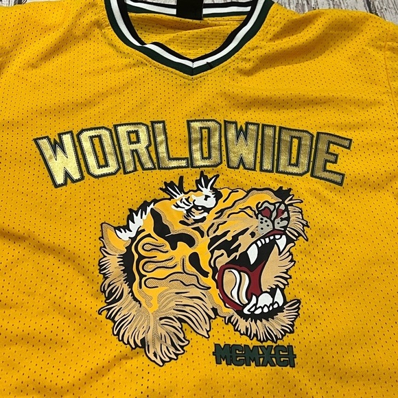 Southpole Worldwide MCMXCI Yellow Mesh Sports Fashion Jersey - Picture 5 of 7